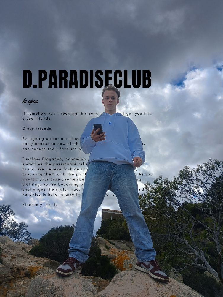 Post de DParadise amb un noi sobre una roca