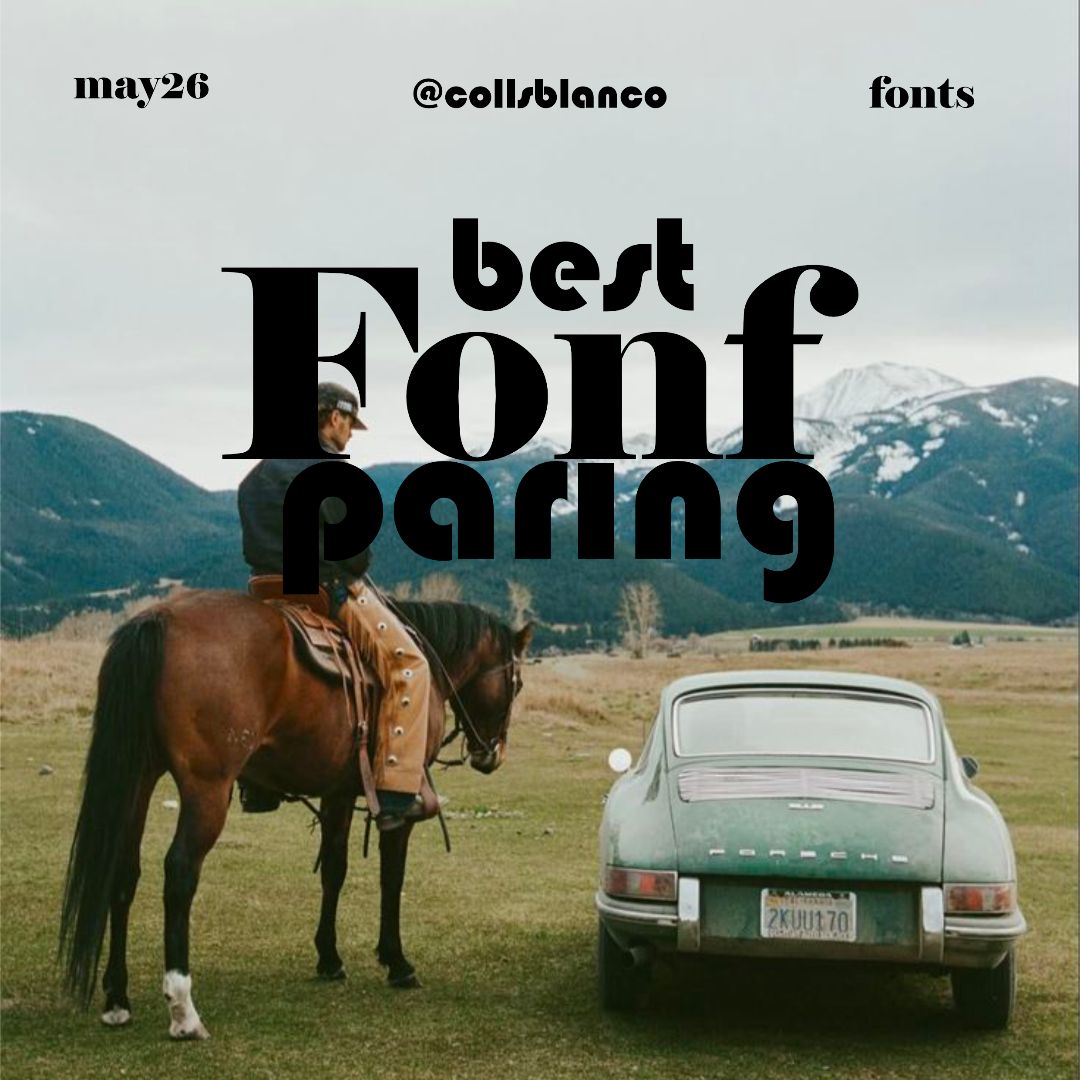 Portada: Best font pairing, amb un genet i un Porsche clàssic